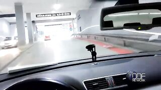 A chick sucks dick of the guy, who is driving a car
