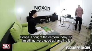Brunette woman fucked on the table by a casting agent
