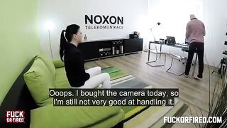 Brunette woman fucked on the table by a casting agent