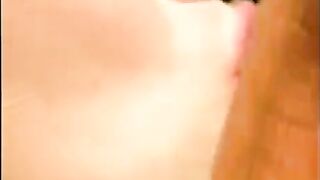 The guy made cumshot on the face of his girlfriend near the pool