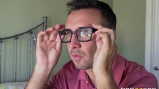 The guy tore off red underwear from the girl and fucked her on the bed