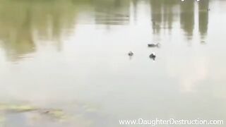 A young guy fucked an amateur girl on the pier naked