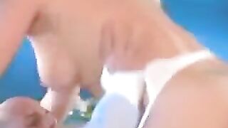 Hard sex with a beautiful woman in white stockings