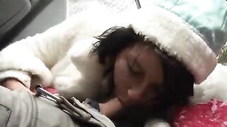 Two drunken Santa Clauses fucked the hot Snow Maiden in a steamy threesome