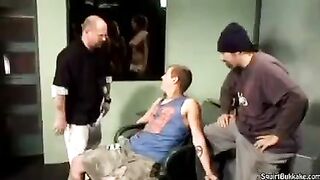 Bukakke in the mouth, rough sex with a cumshot for 91porn