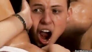 Bukakke in the mouth, rough sex with a cumshot for 91porn