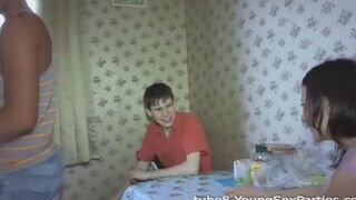 Foursome sex of two couples at their home