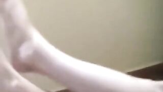A drunk girl smoked a cigarette and burned her bare tits