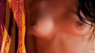 Fingered pussy of a chick with pierced nipples in 60fps