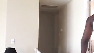 Blonde girl with juicy ass fucked by a black man on the couch