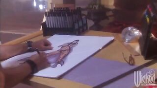 A beautiful woman shows her huge and gorgeous boobs in a steamy scene