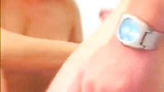Russian blonde with big tits makes a perfect blowjob