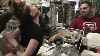 The sexy girl was roughly fucked right in the store