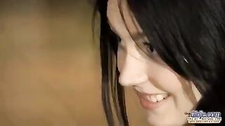 A young girl has fun with an older man, exploring new sensations