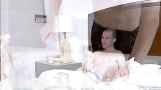 Amber Rain has sex with her husband and his friend in a steamy threesome