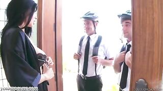 Two Jehovah’s Witnesses fucked a beautiful woman