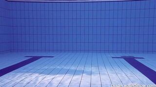 Babe Helen takes a swim in the pool without a bathing suit