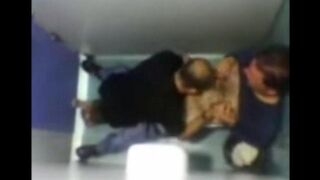 The camera in the toilet saw how two guys sucked cock