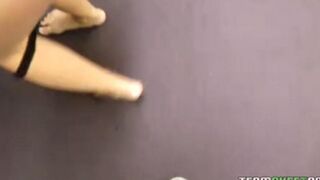 The cute blonde girl sucks cock and does it very nicely