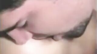 Fella fucks a strapon while the second chick fingers him