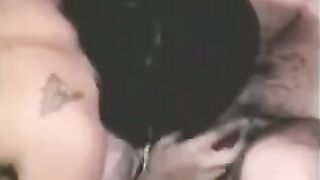 Fella fucks a strapon while the second chick fingers him
