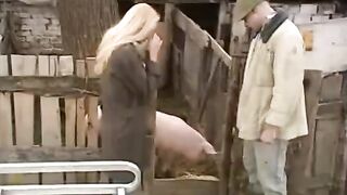 A cute girl from the village has sex with a guy in the open air
