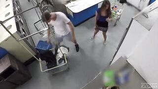 Sex in laundry, secretly filmed with a hidden camera. Girl gets naked