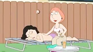 Bonnie and Lois are making lesbian love in Griffin's house