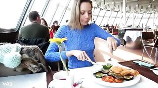 The girl is very bored and wants to fuck now, alone in the car