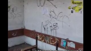 A girl is not embarrassed to lick a cock in public places