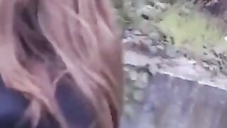 A girl is not embarrassed to lick a cock in public places