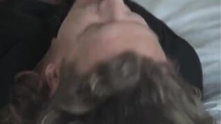 A beautiful woman with big tits fucks a guy with cancer