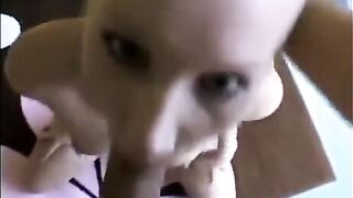Girl passionately sucks the cock of her boyfriend in a deep blowjob