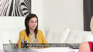 Young beauty Tracy Lindsay at lesbian casting with a female agent