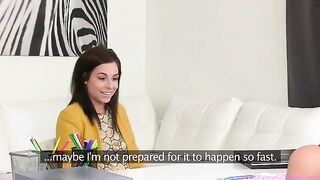 Young beauty Tracy Lindsay at lesbian casting with a female agent