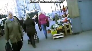 A pick-up guy fucked a blonde teen on the street