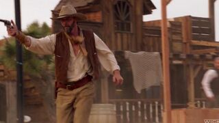 The cowboy punished a girl but licked her pussy instead
