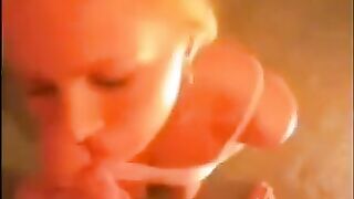 A blowjob at home always ends with a shot of sperm in the face
