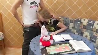 The baby is fucking instead of attending to her lessons