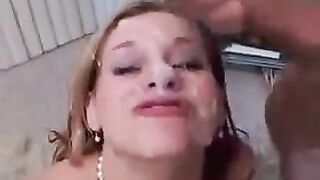 The guy released sperm on the cat's face after sex