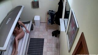 Nude client caught on camera in the solarium at a Czech spa