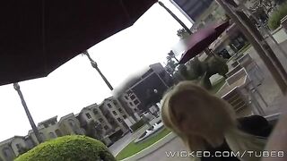 A blonde beauty got into the car and was fucked right there