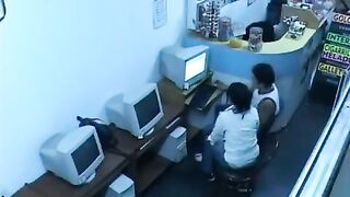 A man almost fucks in the Internet cafe webcam