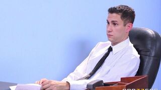 Two chicks shared a big dick during the interview