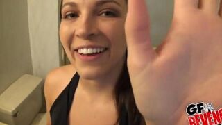 Beautiful woman has a quick sex in the bathroom with her man