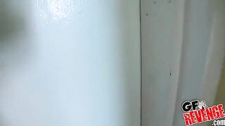 Beautiful woman has a quick sex in the bathroom with her man