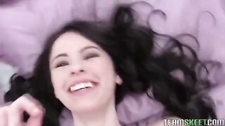 An amateur couple have their first experience with a brunette