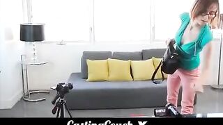 Brunette woman fucks at her first porn casting session