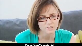Brunette woman fucks at her first porn casting session