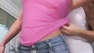 A girl with a nice pussy piercing (Cooney) licks the pussy of her girlfriend